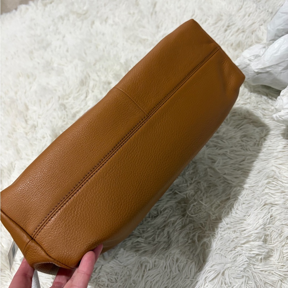 Tory Burch Marion Bark Brown Pebbled Leather  Bag - NWT - Picture 9 of 15